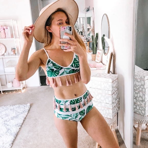 Red Dress Boutique Other - Tropical Palm Leaves High Waist Bikini